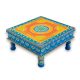 Handicraft Wooden Chourang Pooja Chowki Ferozi and Peach
